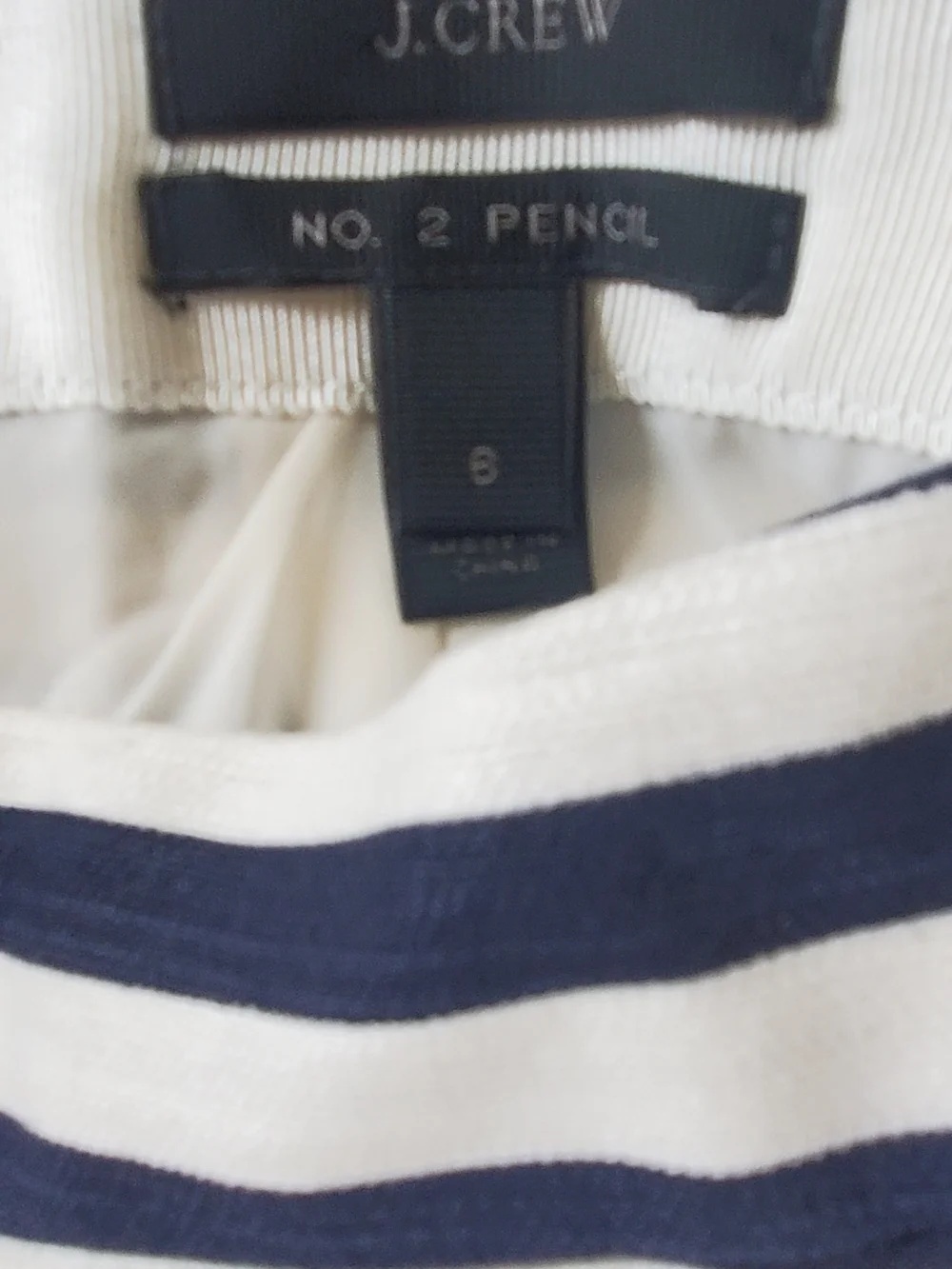 J. Crew Jcrew Navy and White Striped No 2 Pencil Skirt Size 8 New Without Tags